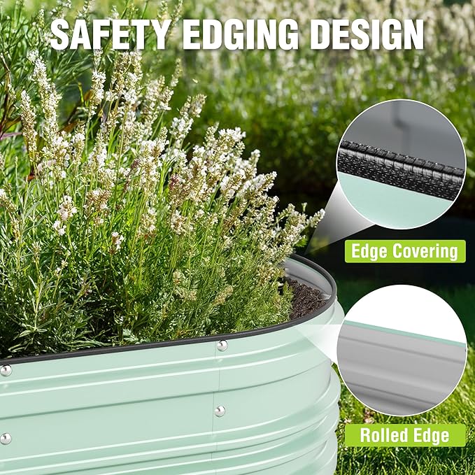 WORKPRO 2PK 4x2x1ft Galvanized Raised Garden Bed Set, Rust & Corrosion Protection, Easy Assembly, Safe Edge, Ideal for Vegetables & Flowers, Light Green