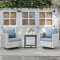 Belord Outdoor Bistro Set 3 Piece Wicker Swivel Rocker Patio Chairs, Oversize Outdoor Rattan Seating Set, Patio Swivel Glider Chairs Wicker Furniture with Metal Side Table for Porch Backyard