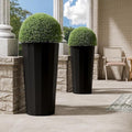23.6" Tall Outdoor Planters Set of 2, Large Planters for Outdoor Plants for Porch Decor with Drainage Hole, Wide Stripe Design Porch Flower Pots for Indoor Pot Patio/Garden, Black