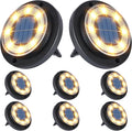 Flacchi Solar Lights Outdoor - Solar Powered Ground Lights Outdoor Solar Disk Light Waterproof Landscape Light for Patio Yard Pathway Walkway Driveway (Warm White, 8 Pack)