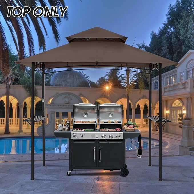 MASTERCANOPY Grill Gazebo Replacement Canopy Top for Model L-GG001PST-F (Brown)