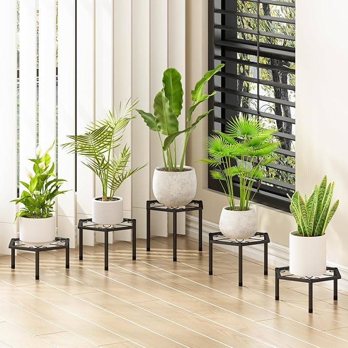 5-Pack Metal Plant Stands, Anti-Rust Iron Flower Pot Stand Plant Pot Shelf for Multiple Plant Decoration Racks for Home Patio Garden Outdoor Indoor