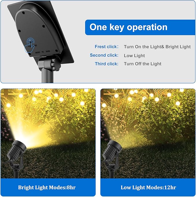 Solar Spot Lights Outdoor, Dusk to Dawn Landscape Spotlights IP65 Waterproof 9.8ft Cable,Solar Uplights for Tree Garden Yard Driveway Porch Walkway Pool (6-in-1, 3000K Warm White)