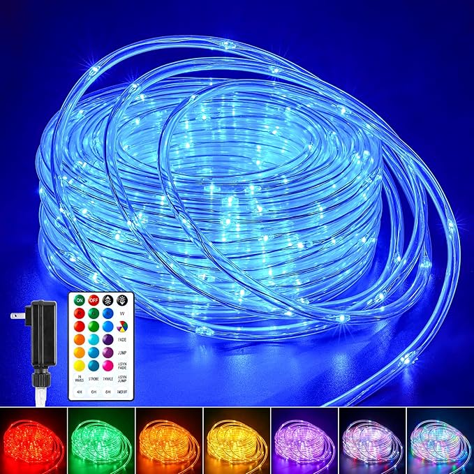 Minetom Color Changing Rope Lights: 72 Ft 220 LED Outdoor String Lights with Plug | Big Twinkle Lights for Bedroom Wedding Patio Garden Christmas Decor | 16 Colors
