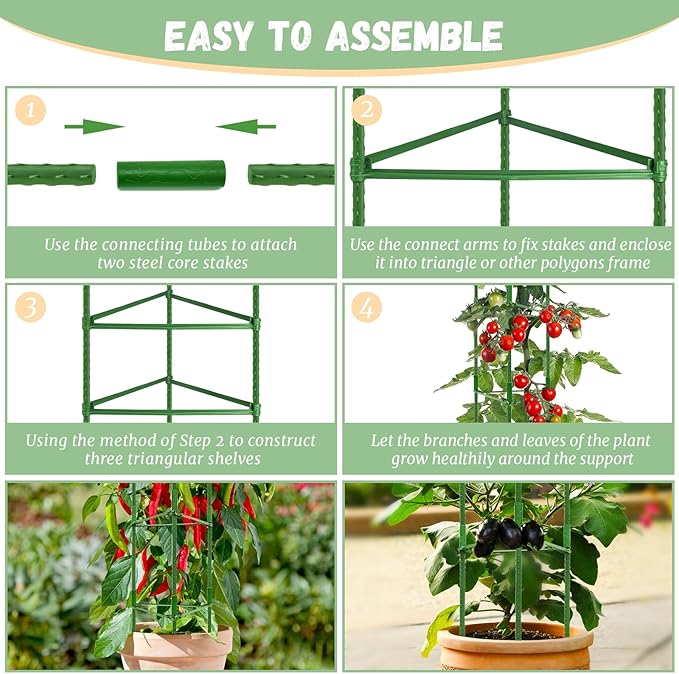 Legigo 8-Pack Tomato Cage for Garden Plant Support- Up to 48inch Garden Stakes Tomato Cage, Tomato Trellis for Potted Plants, Tomato Cages Plant Stakes for Climbing Vegetables Plants Flowers