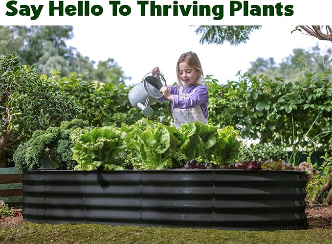 Plant & Plot Galvanized Raised Garden Beds Outdoor // 6×3×1 ft (2-Pack) Planter Raised Beds for Gardening, Vegetables, Flowers // Large Metal Garden Box // Patented Tool-Free Design (Black)