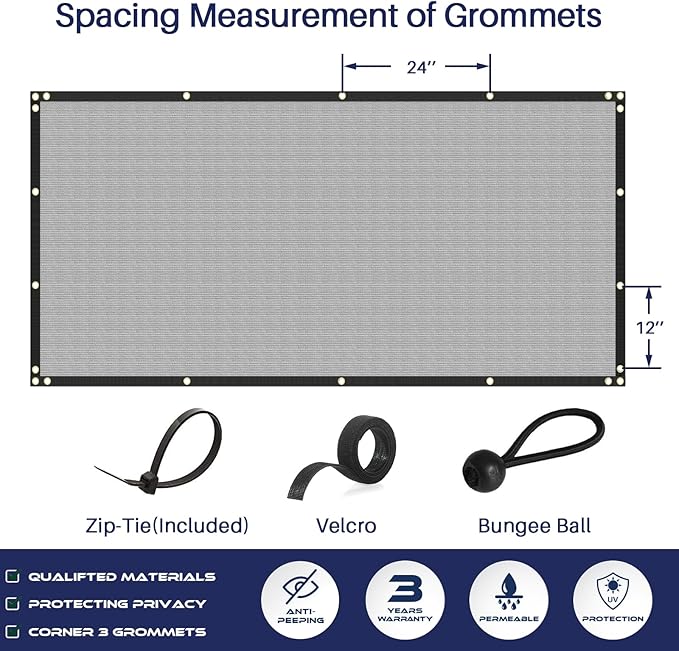Windscreen4less Privacy Fence Screen Heavy Duty Windscreen Fencing Mesh Fabric Shade Net Cover with Brass Grommtes for Outdoor Wall Garden Yard Pool Deck, 6'x244' Light Gray