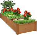 Best Choice Products 8x2ft Outdoor Wooden Raised Garden Bed Planter for Vegetables, Grass, Lawn, Yard - Acorn Brown