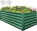 YITAHOME 6x3x3ft Large Raised Garden Bed Kit, Galvanized Metal Planter Box with Gloves, Support Rod, Outdoor Above Ground Planters for Plants Vegetables Flowers, Green