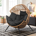 Vongrasig Wicker Egg Chair PE Rattan Chair with Cushion, Oversized Patio Lounge Chair for Outdoor, Indoor, Balcony, Backyard, Garden, Living Room, Black