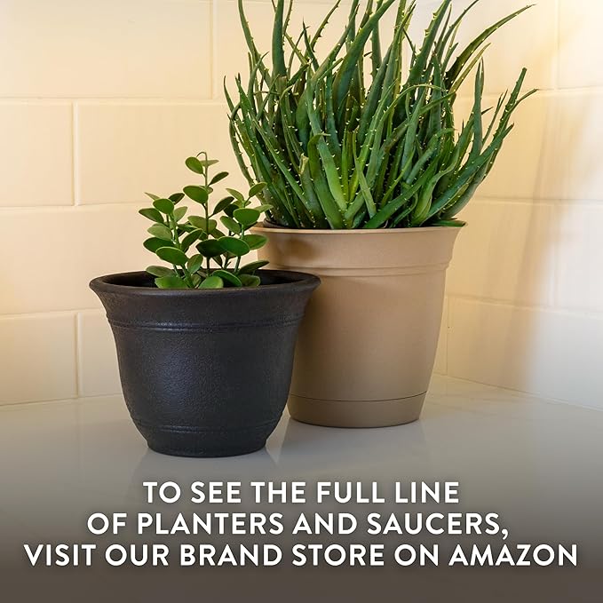 The HC Companies Sierra Round Self-Watering Pot - Lightweight Plastic Planter for Herbs & More - Durable Plant Pots for Indoor Plants & Outdoor Plants (7.5” Celtic Bronze, Pack of 1)