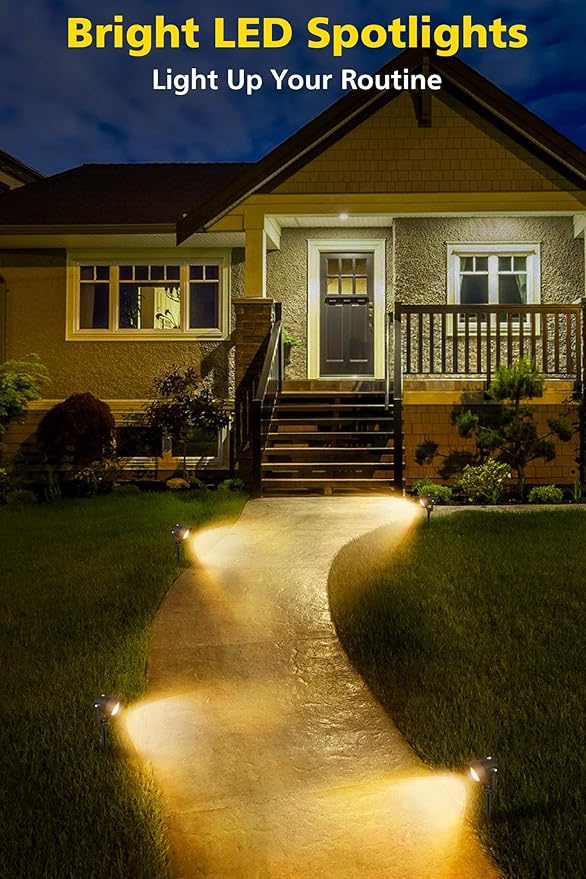 T-SUN Dusk to Dawn Outdoor Lighting, Flag Spot Lights with Photocell Auto On/Off, Waterproof 3000K Warm White LED Plug-in Landscape Spotlights for Garden Yard Tree Pathway Pole House