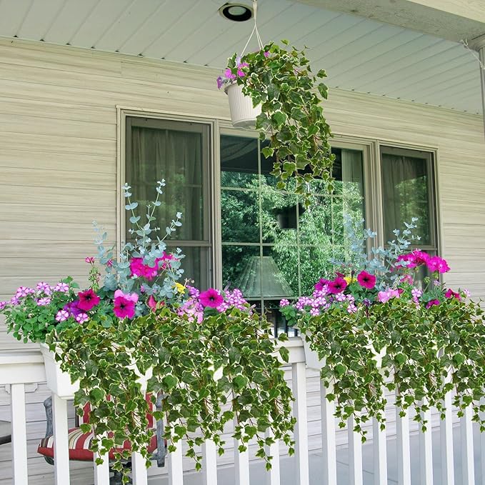 Hollyone 2pcs Artificial Hanging Plants 24" Fake Ivy Vine Faux Ivy Leaves Hanging Plant Greenery for Wall House Room Patio Indoor Outdoor Home Shelf Office Wedding Decor, UV Resistant