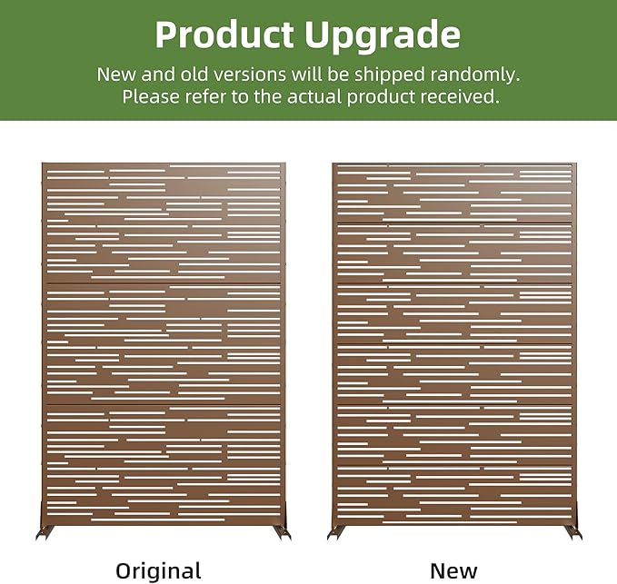 Casaphoria Metal Privacy Screen Outdoor, 72" H x 47" W Freestanding Decorative Privacy Screen for Patio Deck Balcony Garden with Stable Base, Brown-Shine