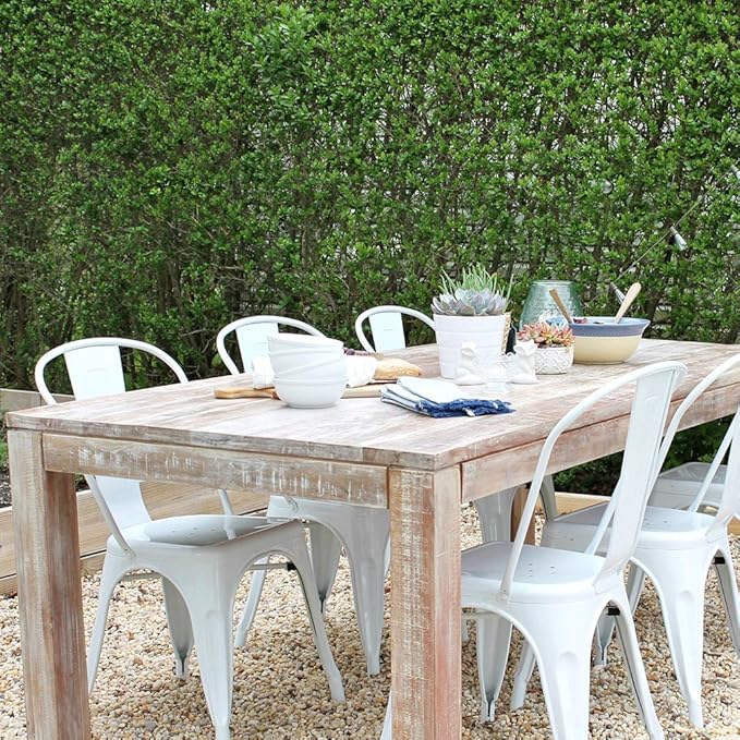 FDW | Set of 4 Metal Dining Chairs | Cream | Stackable Tolix Side Chairs with Backrest | Scratch-Resistant | Non-Slip Feet | Indoor/Outdoor Use | 330 lbs Capacity | Ideal for Kitchen & Restaurant