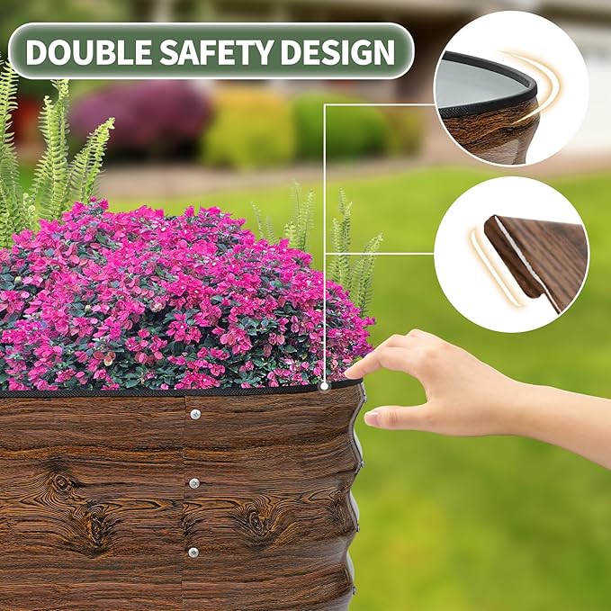1MORE Galvanized Raised Garden Bed- Planter Garden Boxes Outdoor, Raised Beds for Gardening,Metal Garden Bed Kit for Vegetables Flower, Planter Raised Beds.8x2x1ft Grain-2pcs