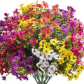 Artificial Fake Flowers for Outdoor Decoration, 16 Bundles Faux Silk Colorful UV Resistant Realistic for Outside Porch Patio Home Yard Garden Planters Pots Window Box (Mix(6 Color))