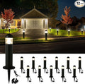 12 Pack Low Voltage Landscape Pathway Lights Wired, Outdoor Modern 12V LED Bollard Lights for Driveway Garden Walkway Yard Lawn (Included Connector), 2700K Warm White Waterproof, Black