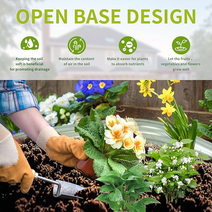 Oval Galvanized Planter Box, Metal Raised Garden Bed - 0.8MM Thick- Ideal for Outdoor Gardening and Planting of Vegetables Flowers Fruits Succulent Plants and Others (Silver, 6X3X1 FT)