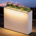 GSK White Metal Planter Box with LED Light Rectangular Illuminate Flower Trough 30" H×10" W×37.9" L Vibe Indoor Light Up Garden Plants Outdoor Separation Patio Porch Balcony