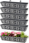 6 Pack 30 Inch Window Boxes Planter for Outdoor Plants Deck Railing Planters Box with Adjustable Brackets for Porch Fence Balcony Hanging Flower Baskets with Non-Woven Fabric Liner for Garden Décor