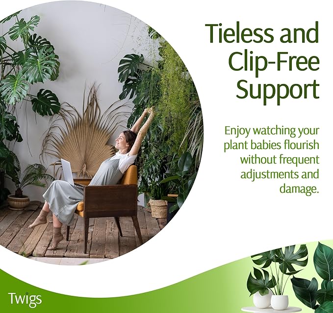 Stackable Monstera Plant Support Stakes, Climbing Support for Indoor & Outdoor Use, Plant Accessories, Aesthetic Alternative to Moss Poles & Trellises – Monstera Green, 5 Pack, 17" L