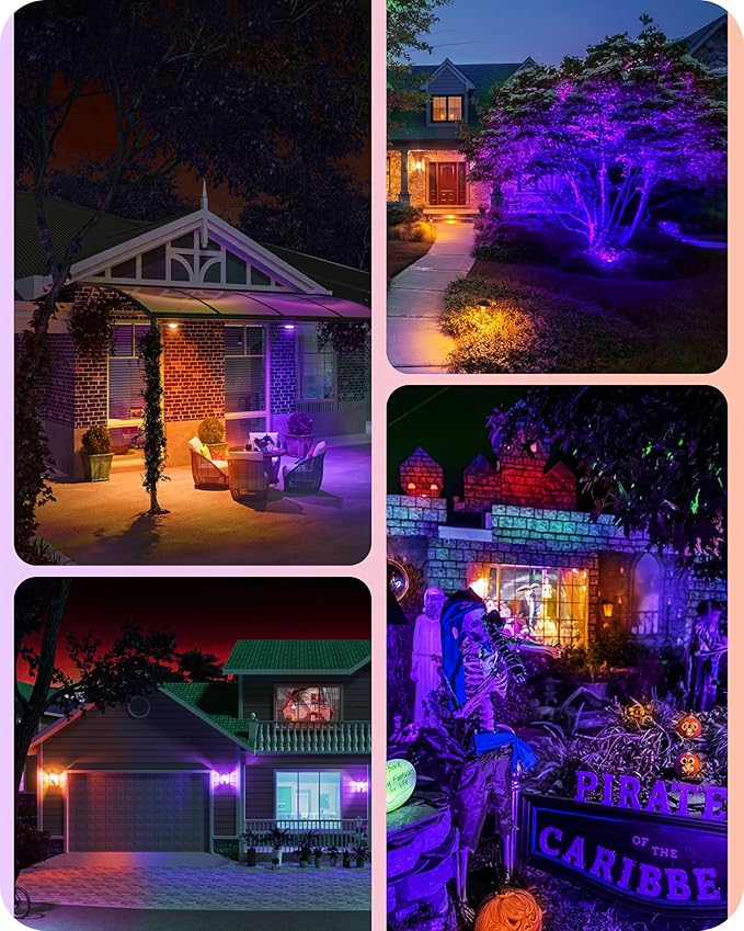 EDISHINE PAR38 Purple & Orange LED Flood Light Bulbs Outdoor, Dimmable LED Light Bulb, 18W(120W Equivalent), Outdoor Weatherproof Light Bulb for Party, E26 Base, 2 Pack