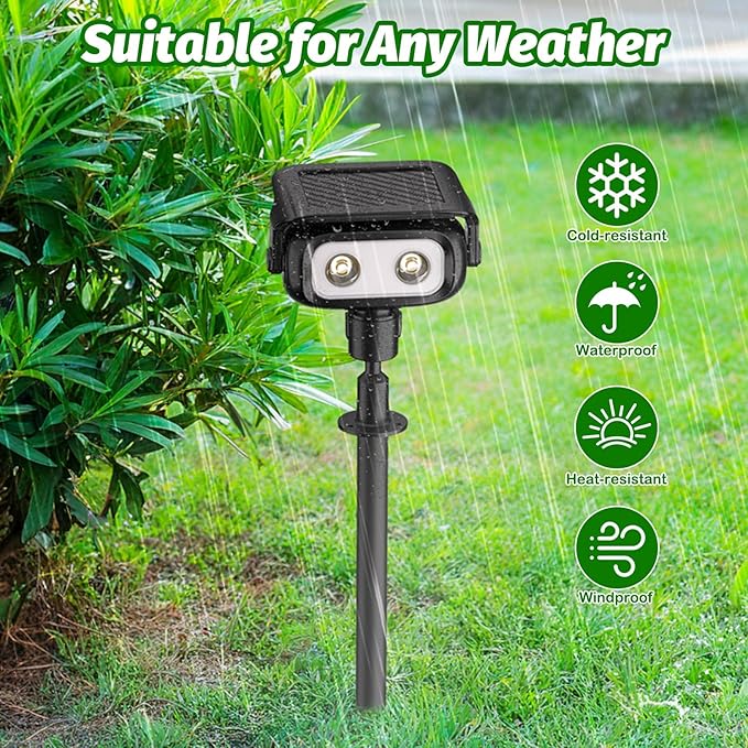 Nreonrick Solar Spot Lights 360° Adjustable Solar Lights Outdoor IP65 Waterproof with 2-in-1 Solar Powered Spotlights for Landscape Lighting for Garden, Yard, Pathway (Warm White, 2 Pack)