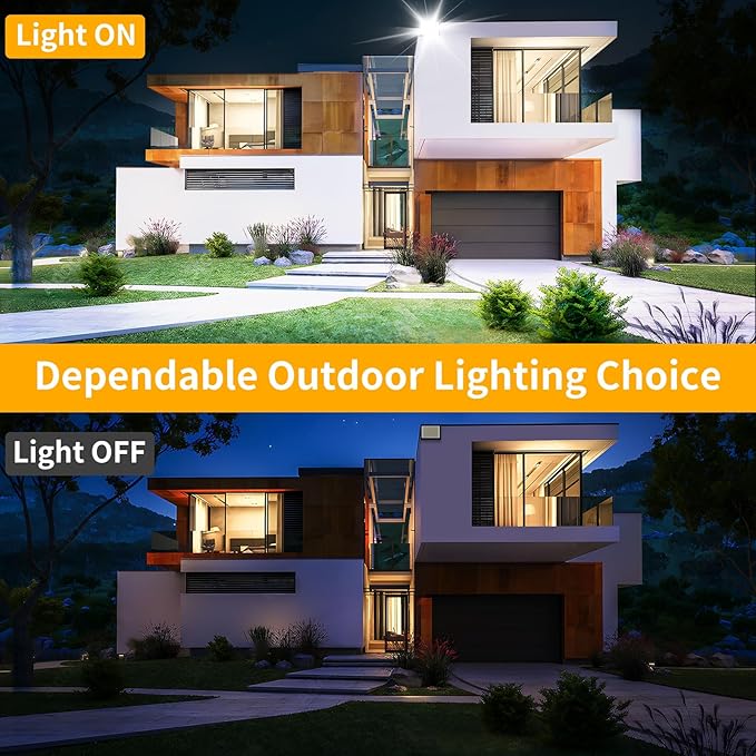 200W LED Flood Light Outdoor with 6ft Plug, 24000LM Brighter Exterior Security Lights, 5000K Daylight LED Work Light, IP66 Waterproof for Yard, Garage, Stadium, Lawn, 2 Pack