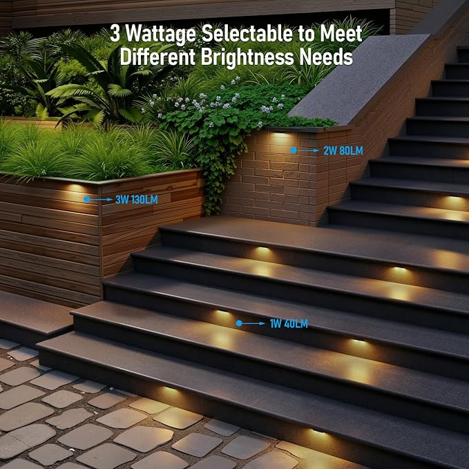 LEONLITE 8-Pack 4 Inch LED Hardscape Lighting, Update Retaining Wall Lights, LED Landscape Lighting, 12-24V AC/DC Paver Light Low Voltage, 1W/2W/3W Dimmable Outdoor Step Lights, 2700K Soft White, ETL