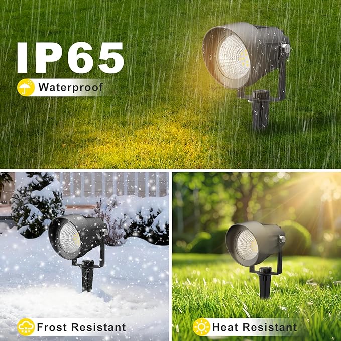 Landscape Spot Lights Outdoor, Dusk to Dawn Outdoor Lighting with IP65 Waterproof, 3000K Warm White Plug in Spotlight for Yard Tree Wall Pathway Flag Pole House, 4 Pack