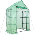Aoodor Walk-in Greenhouse with 4 Shelves, 4.7×2.5×6.4 ft Outdoor Garden Plant House with PE Cover for Growing Vegetables, Flowers, Herbs