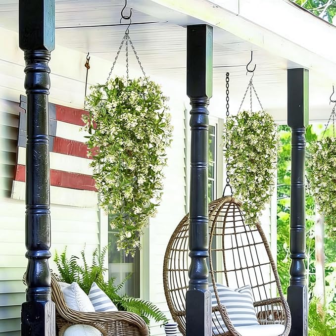 Waipfaru 4pcs Fake Hanging Plants, Artificial Hanging Flowers Faux Ivy Pothos Vines Greenery for Wall Home Bedroom Living Room Aesthetic Kitchen Office Aesthetic Kitchen Indoor Outdoor Decor