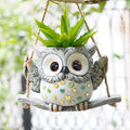 Swing Owl Hanging Planters for Indoor Plants, Cute Small Succulent Pots with Drainage Hole, Unique Resin Plant Hangers Outdoor, Hanging Plant Holder for String Of Pearls, Gift Ideas for Mother