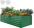 YITAHOME 8x4x2ft Large Raised Garden Bed Kit, Galvanized Metal Planter Box with Gloves, Ground Nails, Support Rod & Safety Rubber, Outdoor Above Ground Planters for Plants Vegetables Flowers, Green