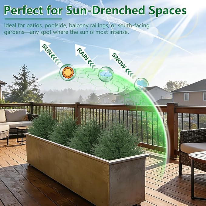 Artificial Norfolk Topiary Cedar Trees with Ground Spike, 2 Pieces Fake Pine Shrubs Bushes, UV Resistant Faux Evergreen Tree Plants for Indoor Outdoor Planters Front Porch