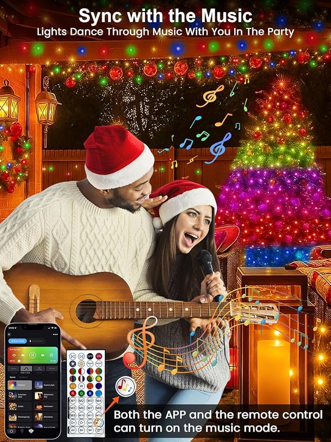Smart Color Changing Easter Lights with Remote & App Control, 66FT 200LED RGB Pastel String Light with Timer, Music Sync Multiple Modes Twinkle Christmas Light Waterproof Indoor Outdoor Easter Decor