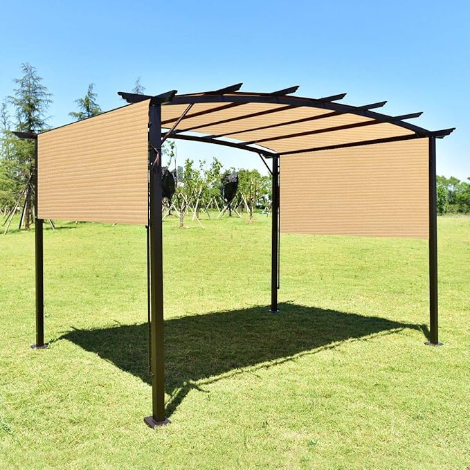 Eden's Decor Straight Flat-Edged Sun Shade Sail Rectangular 6' x 12' Beige UV-Blocking Outdoor Canopy Fabric Cloth Awning for Pergola Patio Garden Backyard Custom Size