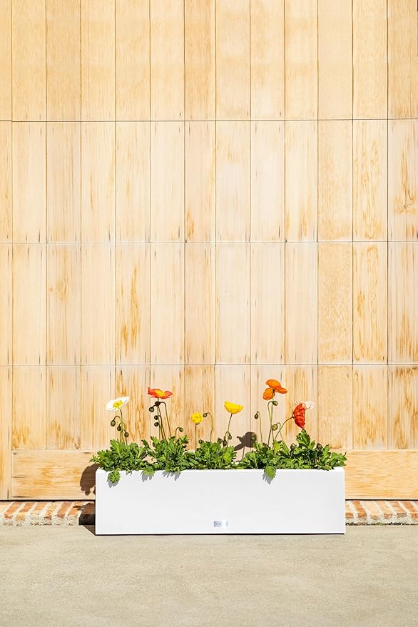 Veradek Block Series Window Box Planter - Rectangular Flower Pot for Indoor or Outdoor Window Sill/Balcony | All-Weather Use with Drainage Holes | Modern Décor for Succulents, Herbs, Small Plants