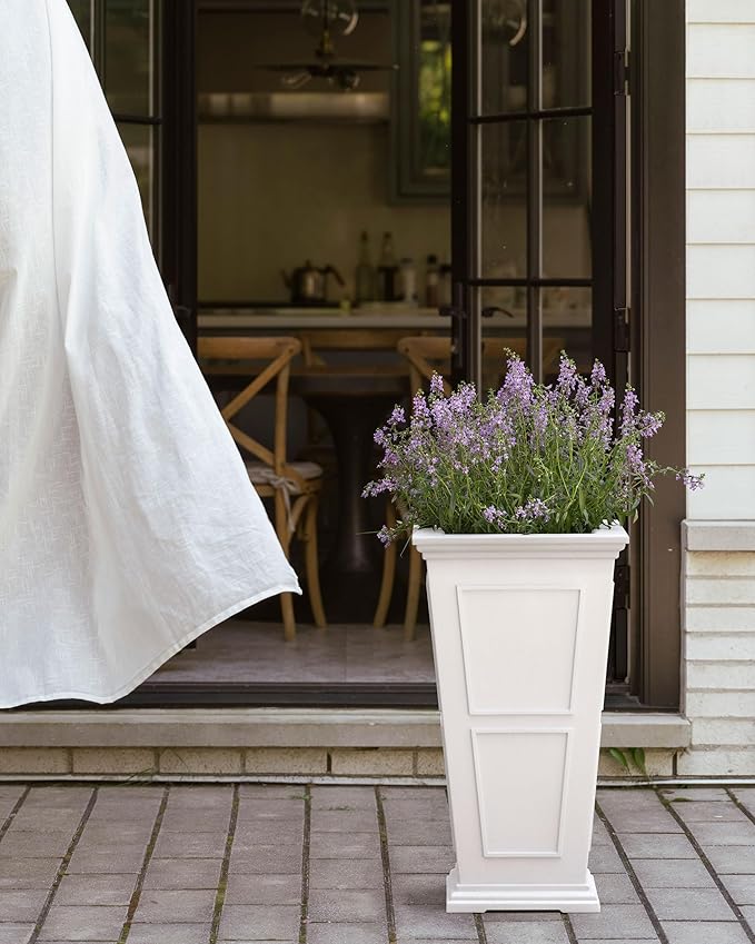 Veradek Fairmont Tall Plastic Planter - Large Outdoor Planter for Front Porch | Crack Resistant All-Weather Use | Classic Estate Design for Tall Plants, Flowers, Trees
