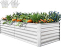 YITAHOME 6x3x2ft Large Raised Garden Bed Kit, Galvanized Metal Planter Box with Gloves, Ground Nails, Support Rod, Outdoor Above Ground Planters for Plants Vegetables Flowers, Silver