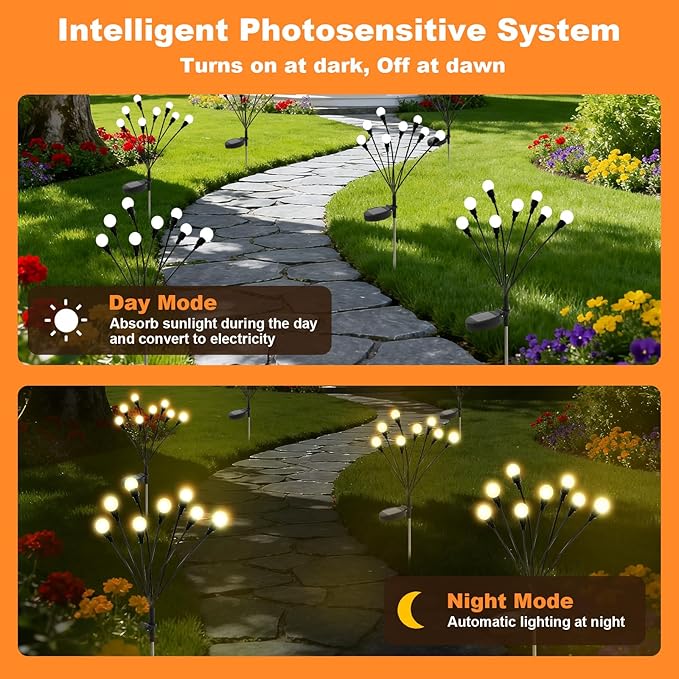 ALSO GO Solar Lights Outdoor, 2 Pack 16 LEDs Firefly Lights, Waterproof Solar Garden Lights, Solar Firefly Lights for Yard Patio Pathway Outdoor Decoration, Gardening Gifts for Women Christmas Decor