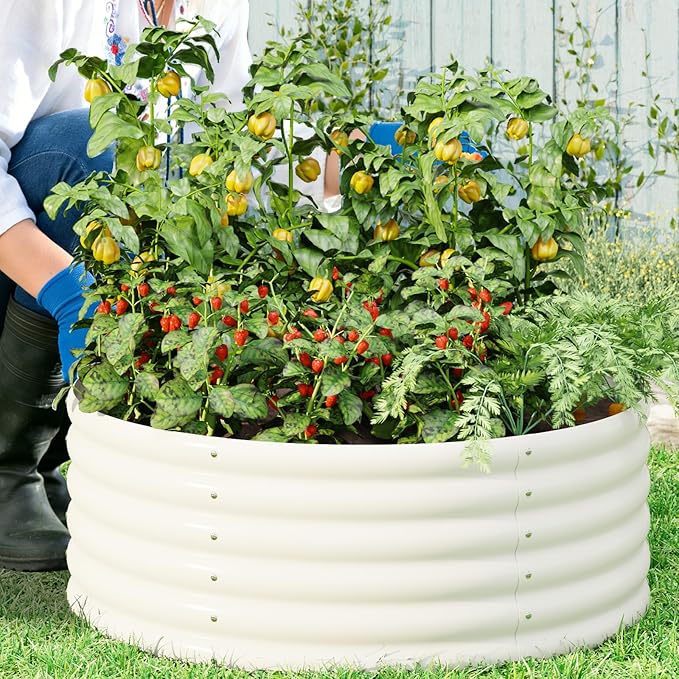 2-Pack 4x1.5ft Galvanized Raised Garden Bed, Outdoor Planter Bed, Metal Planter Box for Gardening and Planting,Milk White