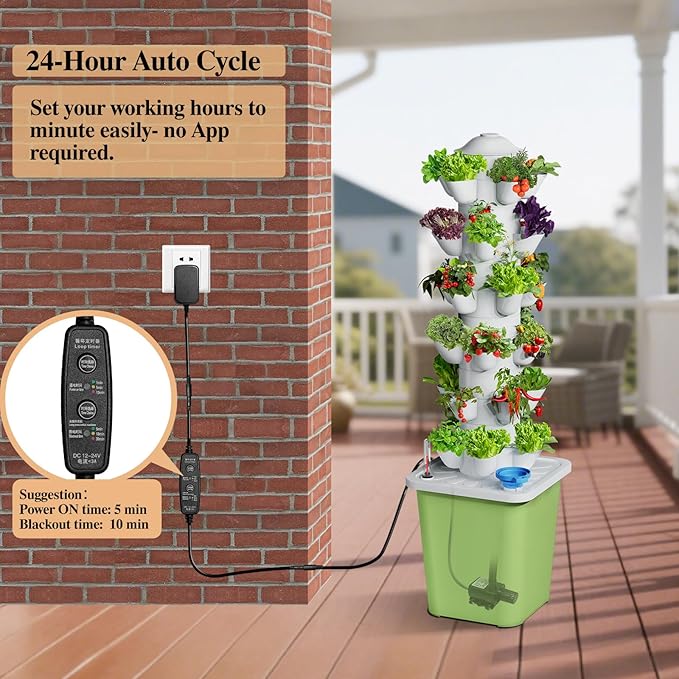 Hydroponics Growing System Kit, 30 Pots Vertical Garden Planter with Pump and Timer, Hydropoic Tower for Soilless Cultivation Herbs Fruits Vegetables, Plant Gift for Gardening Lover(No Seed)