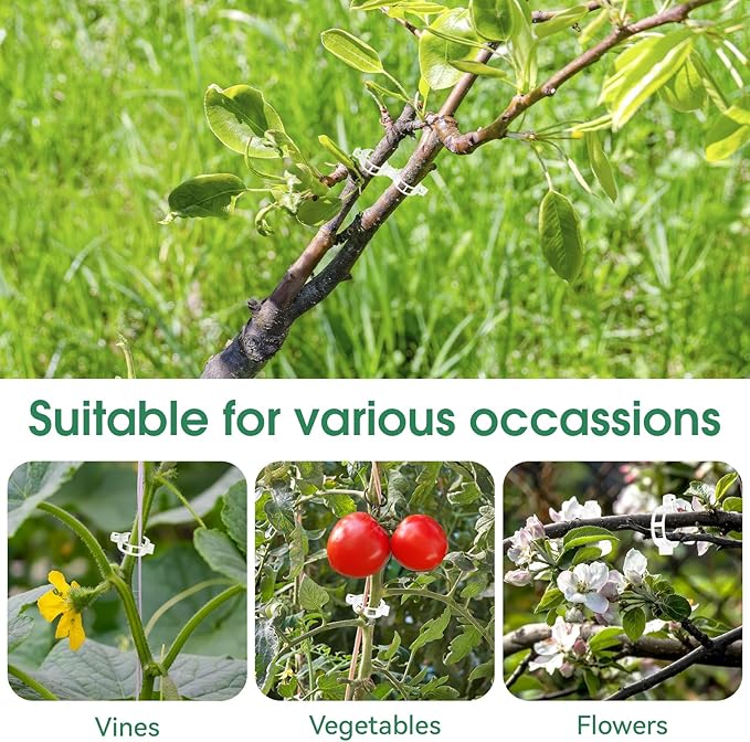 300 Pcs Plant Clips for Climbing Plants, Tomato Clips for Support, Plastic Garden Clips for Plants Grape Vine Vegetables Make Plant Grow Upright