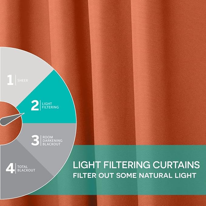 Exclusive Home Cabana Solid Indoor/Outdoor Light Filtering Hook-and-Loop Tab Top Curtain Panel Pair, 54"x120", Mecca Orange