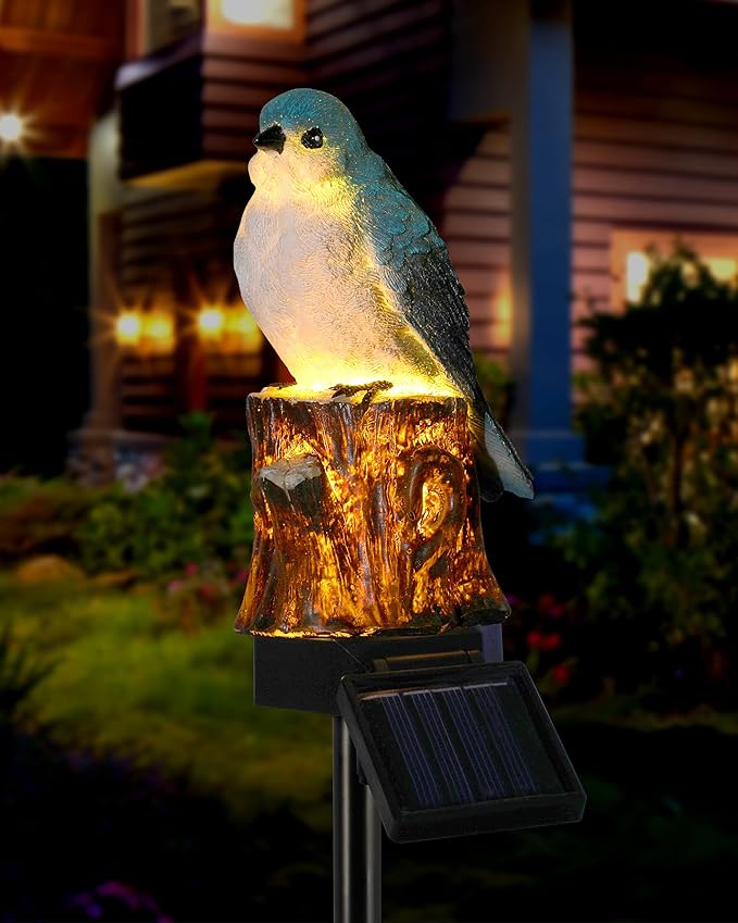 iStatue Bird Solar Decorative Garden Stake Lighting, Waterproof Cute Animal Outdoor Figurine Lights Ornament Statue Decor for Pathway, Patio, Lawn Housewarming Gifts (Bird)