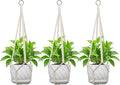 Macrame Plant Hanger, Fits 4-13 Inch Pots, Boho Hanging Plant Holder for Indoor Outdoor, 35 Inch, Set of 3, White (No Flowerpot)