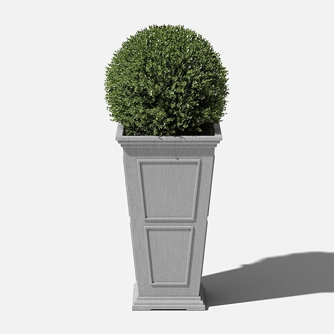 Veradek Fairmont Tall Plastic Planter - Large Outdoor Planter for Front Porch | Crack Resistant All-Weather Use | Classic Estate Design for Tall Plants, Flowers, Trees