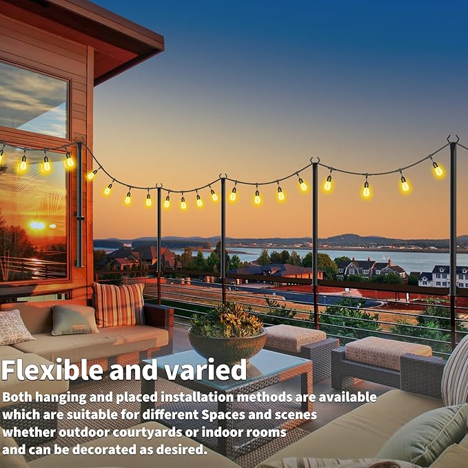 8Pack String Light Poles,5 Ft Light Poles for Outside String Lights,Outdoor Lights Pole with Fork,Metal Poles Stand for Patio Deck Backyard